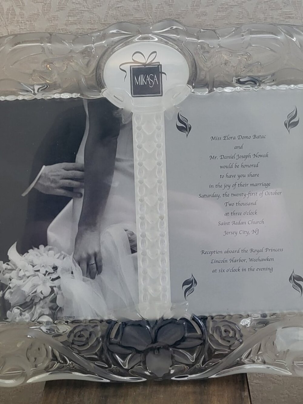 Mikasa Crystal Cherished Moment Double Insert 5x7 Wedding Invitation Frame